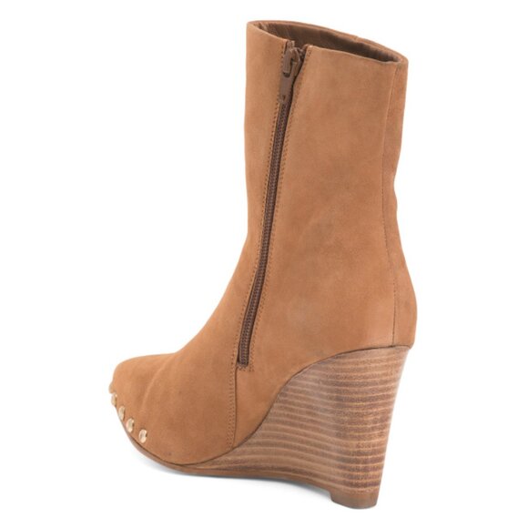 JOURNEE Tan Suede Reeya Wedge Booties - Picture 2 of 2